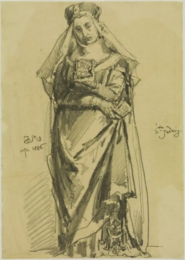 Santa Edwiges, em ilustração atribuída a Jan Matejko, feita no século 19, hoje em domínio público