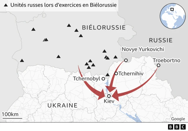 Graphiques exercices russes en Biélorussie