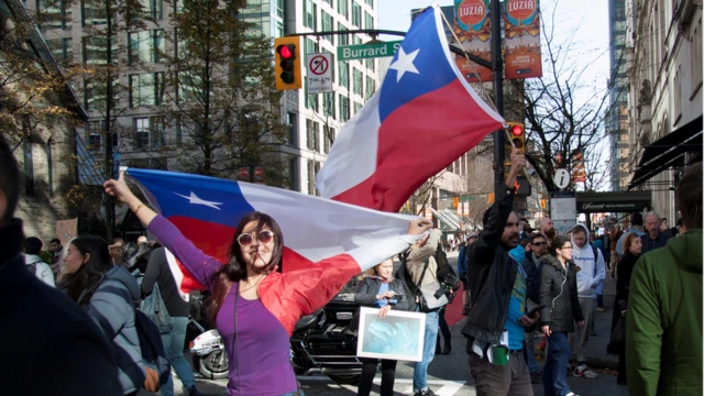 Manifestantes no Chile