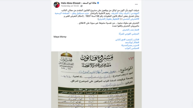 منشور هالة أبو السعد على فيسبوك