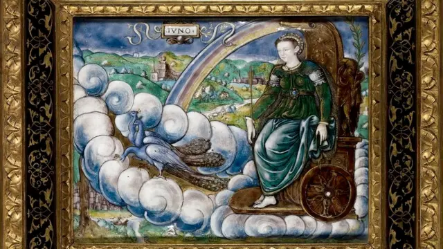 Alegoría de Catalina de Medici como Juno, del artista francés Leonard Limosin (circa 1505 - 1575,1577).