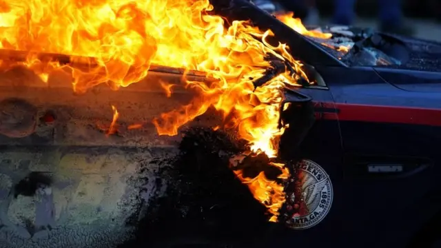 Police car burns for Atlanta