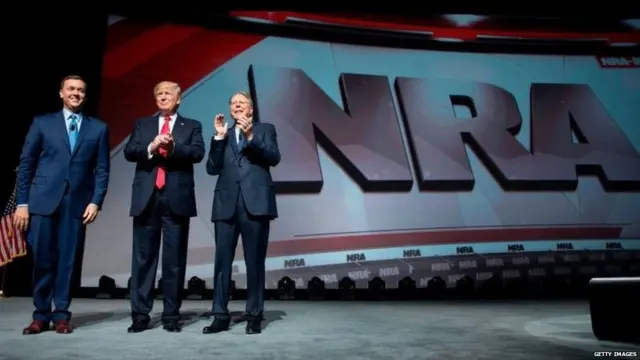 Trump at an event by National Rifle Association