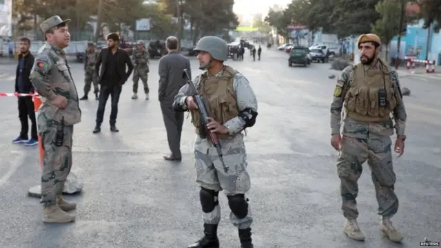 Afghan police at a checkpoint in Kabul