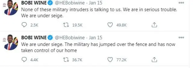 Screengrab of Bobi Wine tweet
