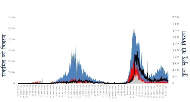 दैनिक थपिएका सङ्क्रमित र कुल मृत्युको विवरण