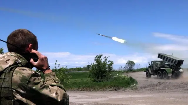 Image shows rocket firing