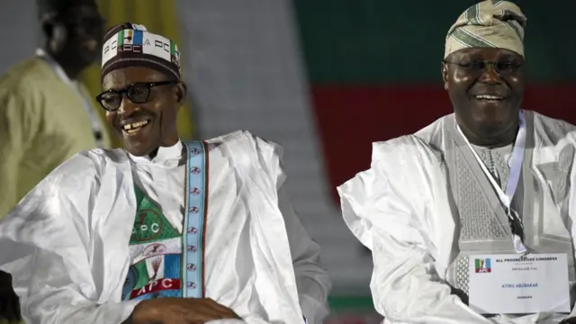Muhammadu Buhari (L) and Atiku Abubakar (R)