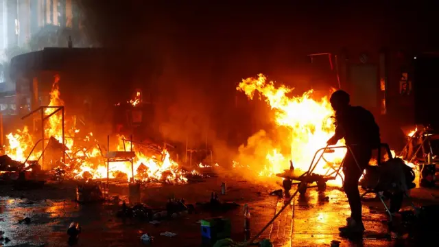 香港理工大学的抗议现场