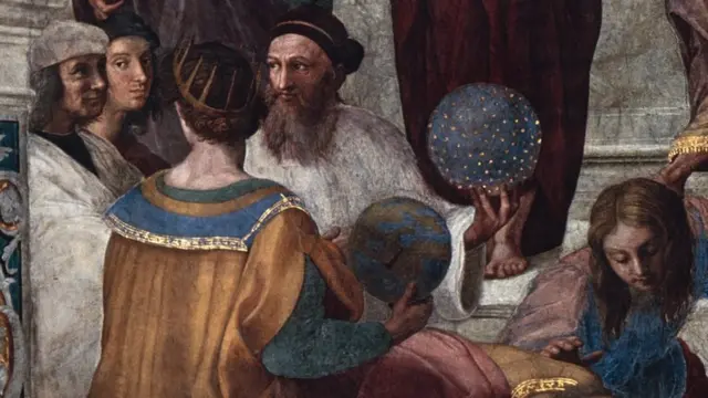 Lukisan Mazhab Athena dari Raphael, yang selesai pada 1511, menampilkan sosok, yang jika dilihat secara detail di lukisan yang lebih besar, banyak dianggap oleh sejarawan adalah Zoroaster, memegang bola dunia.
