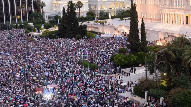 Manifestantes en Grecia.