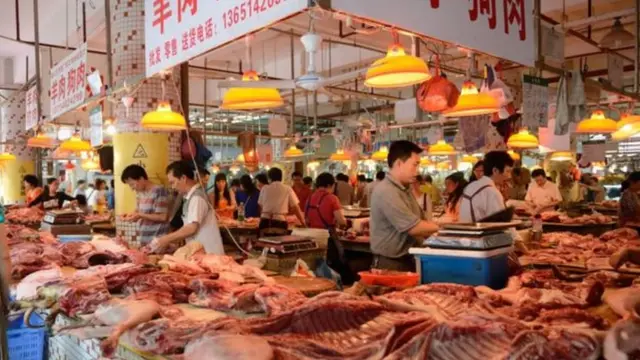 Rimwe mu masoko y'inyama mu Bushinwa