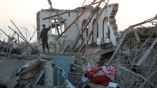 Damage in the Azerbaijani city of Ganja