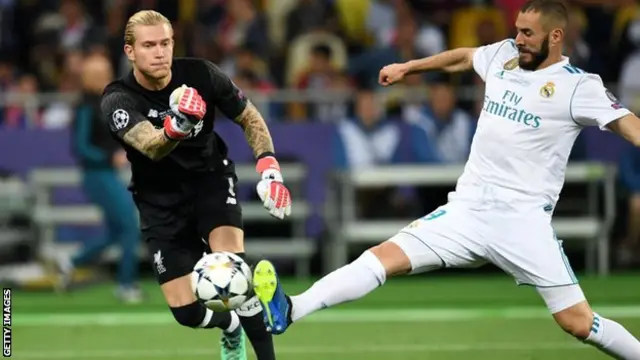 Loris Karius (left) and Karim Benzema