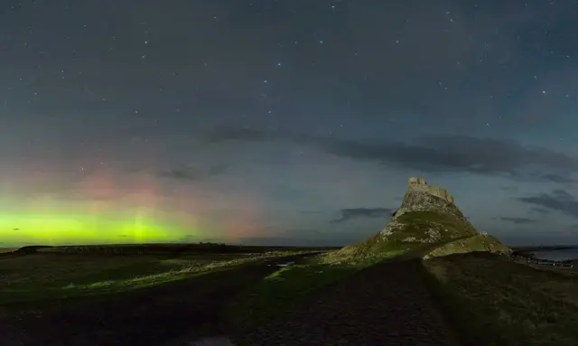 Aurora borealis at Holy Island, Northumberland