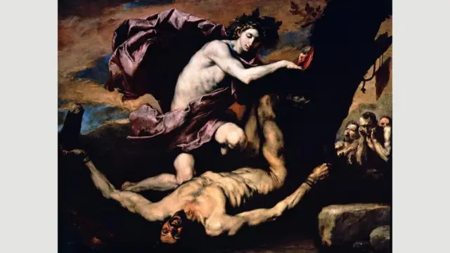 Apollo and Marsyas (1637) menampilkan salah satu tema favorit Ribera: tubuh yang dikuliti hidup-hidup.