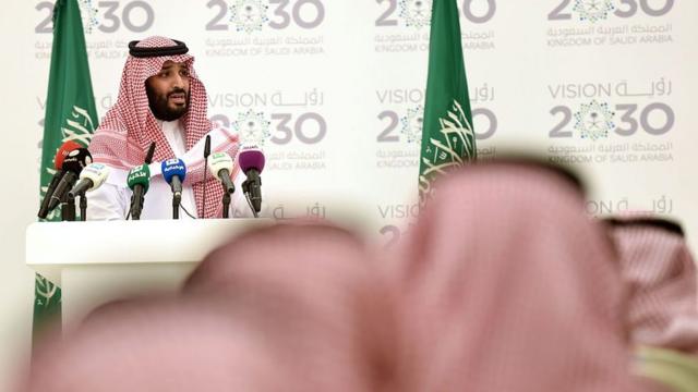 كشف الأمير محمد بن سلمان عن رؤية 2030 وهي خطة واسعة النطاق للتغيير الاقتصادي
