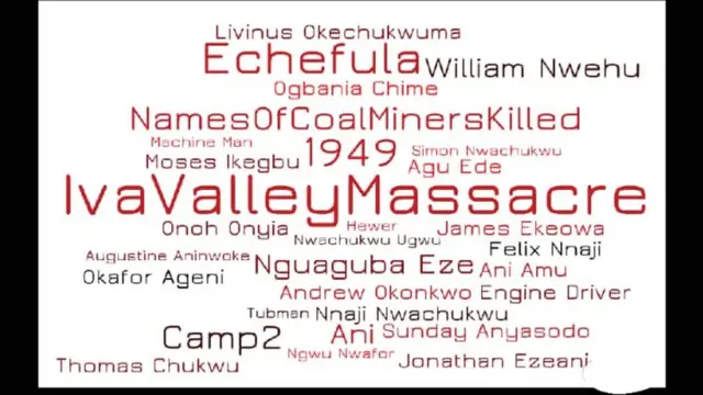 Names of some of the coal miners who died in Iva Valley