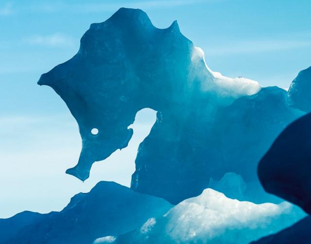A view of iceberg that resembles the shape of a seahorse