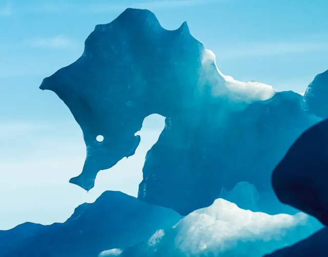 A view of iceberg that resembles the shape of a seahorse