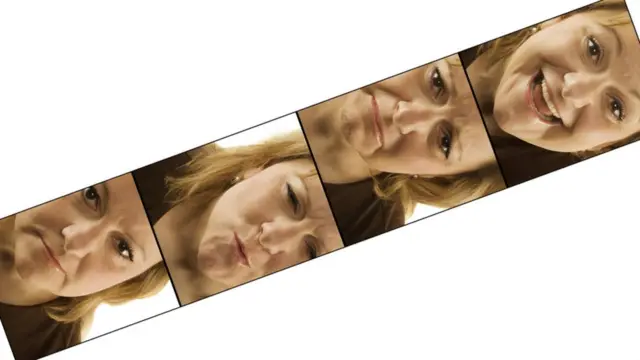 Fotos de mujer haciendo diferentes gestos.