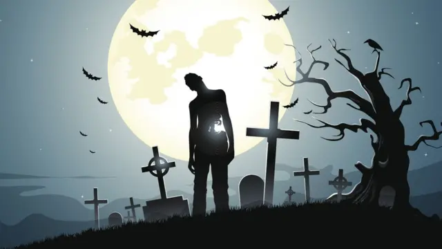 Siluэt zombi na fone lunы