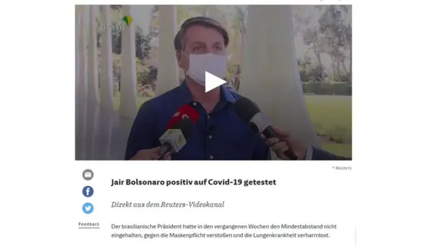 Reportagem do jornal Süddeutsche Zeitung sobre diagnóstico positivocassino que aceita cartão de créditoJair Bolsonaro