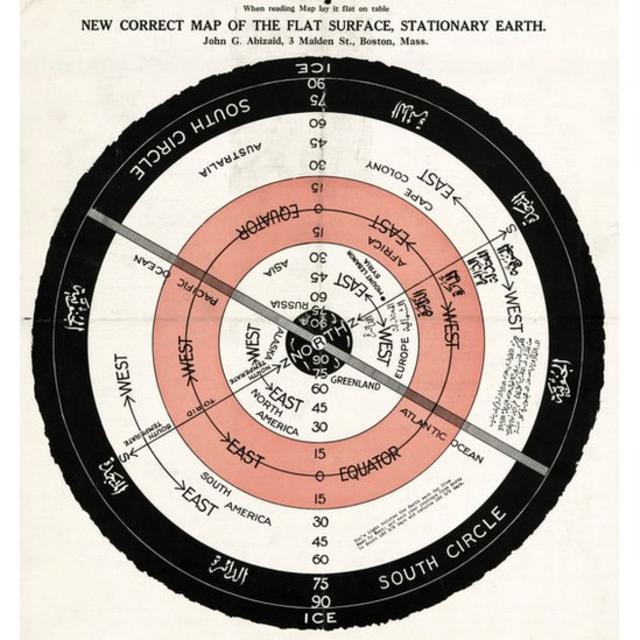 Un mapa de la Tierra plana del siglo XX.