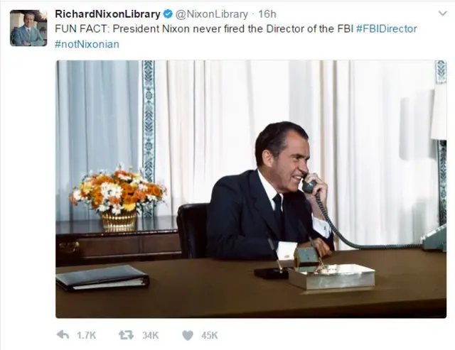 Tweet de la Bibliotecha Nixon