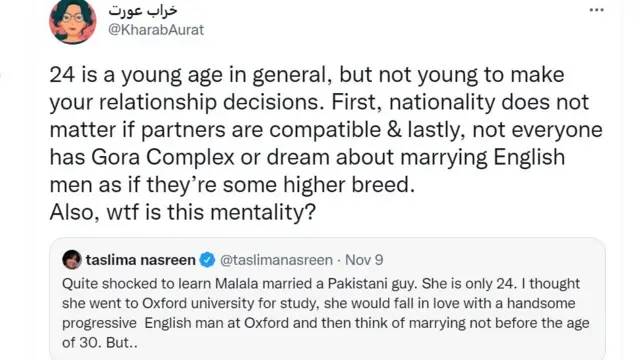 তসলিমা নাসরিনের একটি মন্তব্য নিয়ে ব্যাপক সমালোচনা হয়