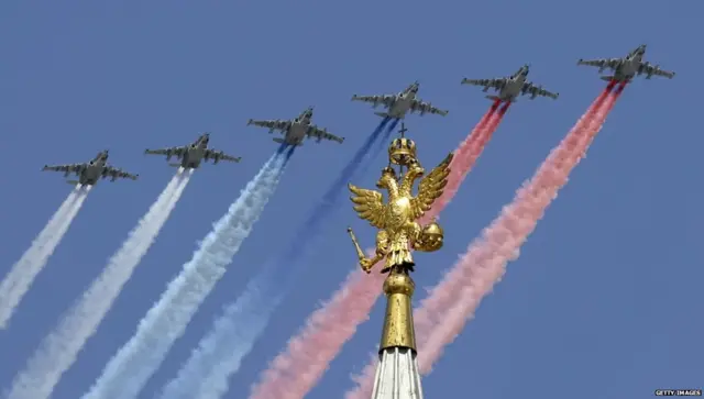 रूसी विमानों की परेड