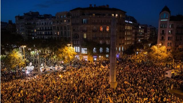 Manifestantes en Barcelona.
