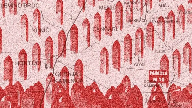 карта найденных захоронений убитых боснийских мусульман