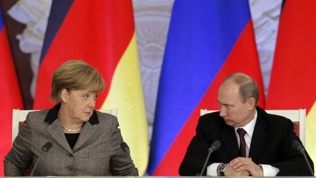 Merkel y Putin en el Kremlin en 2012