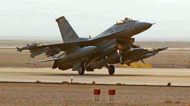 Imagen de un F-16 tomada en Israel el 11 de noviembre de 2019.