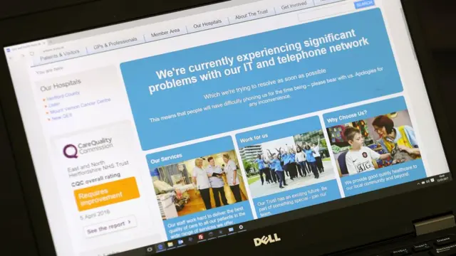 Pantalla de la web del NHS