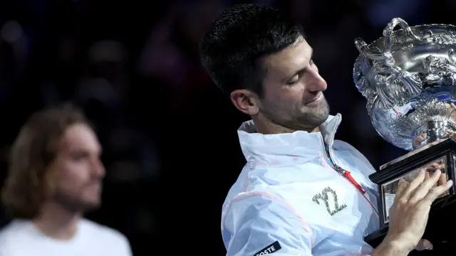 Stefanos Tsitsipas and Novak Djokovic