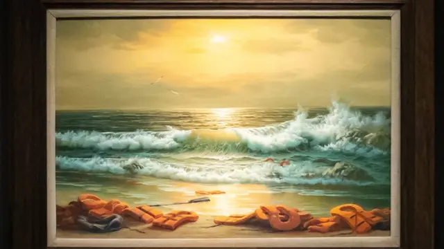 إحدى اللوحات الثلاث لبانكسي