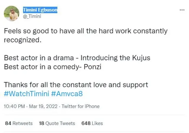 AMVCA: 2022 Africa Magic Awards Nominees don land- See who dey list