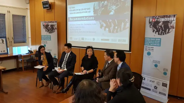 Thành viên "Nhóm Làm Việc UPR" tại cuộc hội thảo bên lề UPR tại Geneva hôm 21/1