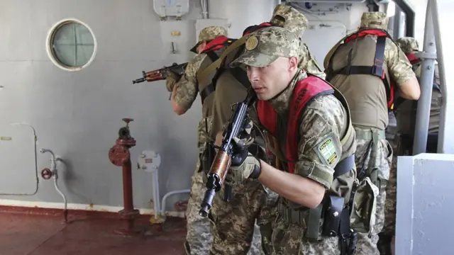 Украинские военные во время предыдущих учений