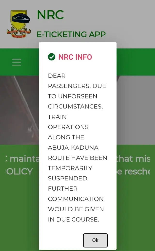 Di train service between Abuja and Kaduna dey temporarily suspended