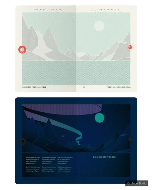 挪威护照内页在紫外光下会出现北极光。