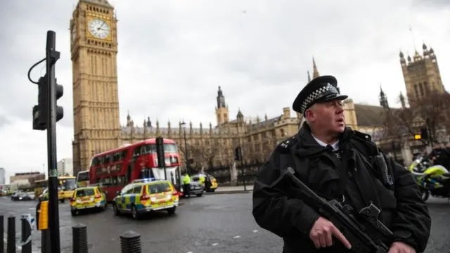 Policial nos arredores do Parlamento