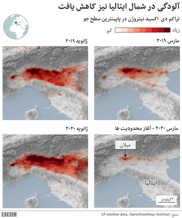کاهش آلودگی در شمال ایتالیا