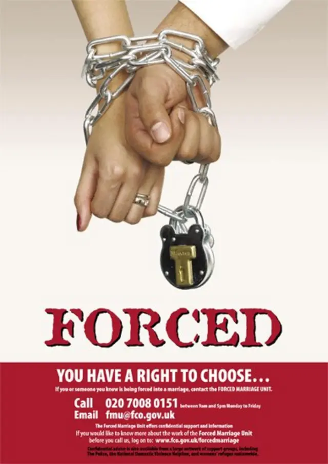 Cartel sobre el matrimonio forzado