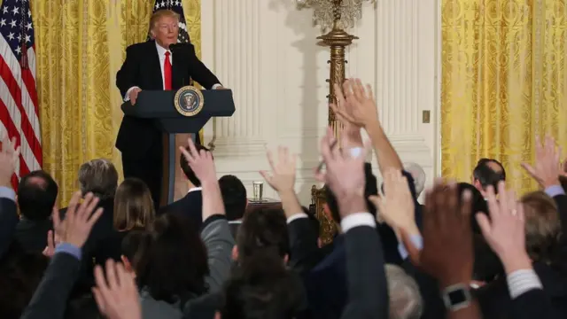 Donald Trump en una rueda de prensa.