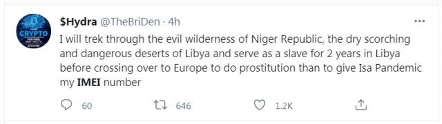 reaction to Nigeria goment order for pipo to link dia IMEI to dia SIM