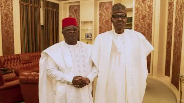 Dave Umahi na Onyeisiala Muhammadu Buhari