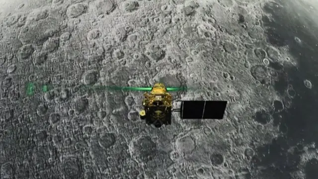 Una imagen distribuida por la agencia ISRO durante el descenso de la nave Vikram a la Luna